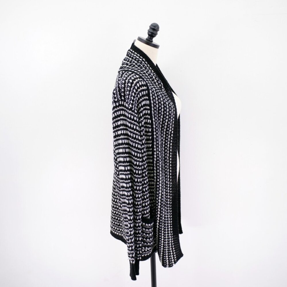 DAMAGED Jason Maxwell Black White Knit Cardigan Sweater XL Acrylic - Picture 7 of 10